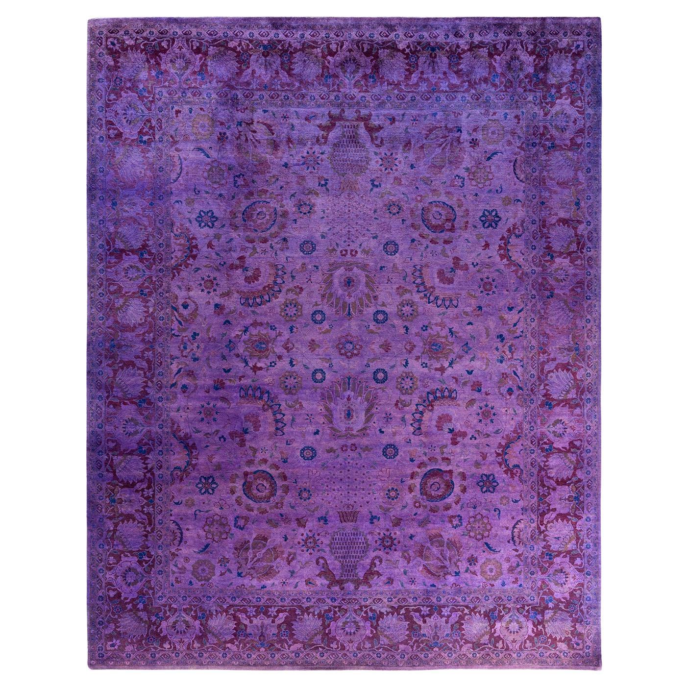 Contemporary Overdyed Hand Knotted Wool Pink Area Rugs (Tappeto rosa in lana)