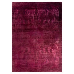 Contemporary Overdyed Hand Knotted Wool Pink Area Rug