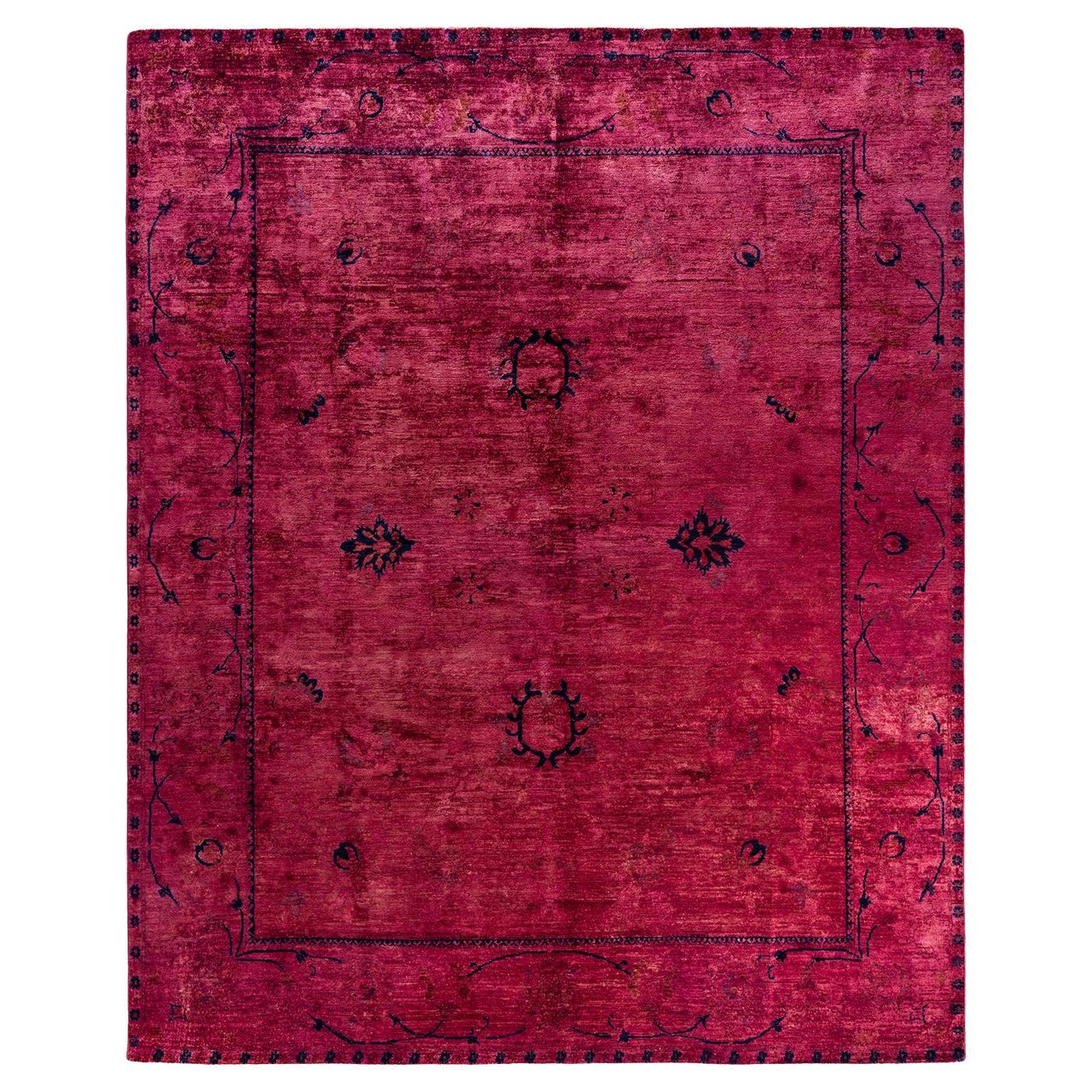 Tapis Contemporary en laine surteinte nouée à la main rose