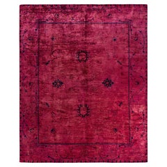 Contemporary Overdyed Hand Knotted Wool Pink Area Rug