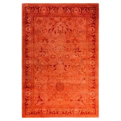 Contemporary Overdyed Hand Knotted Wool Pink Area Rug