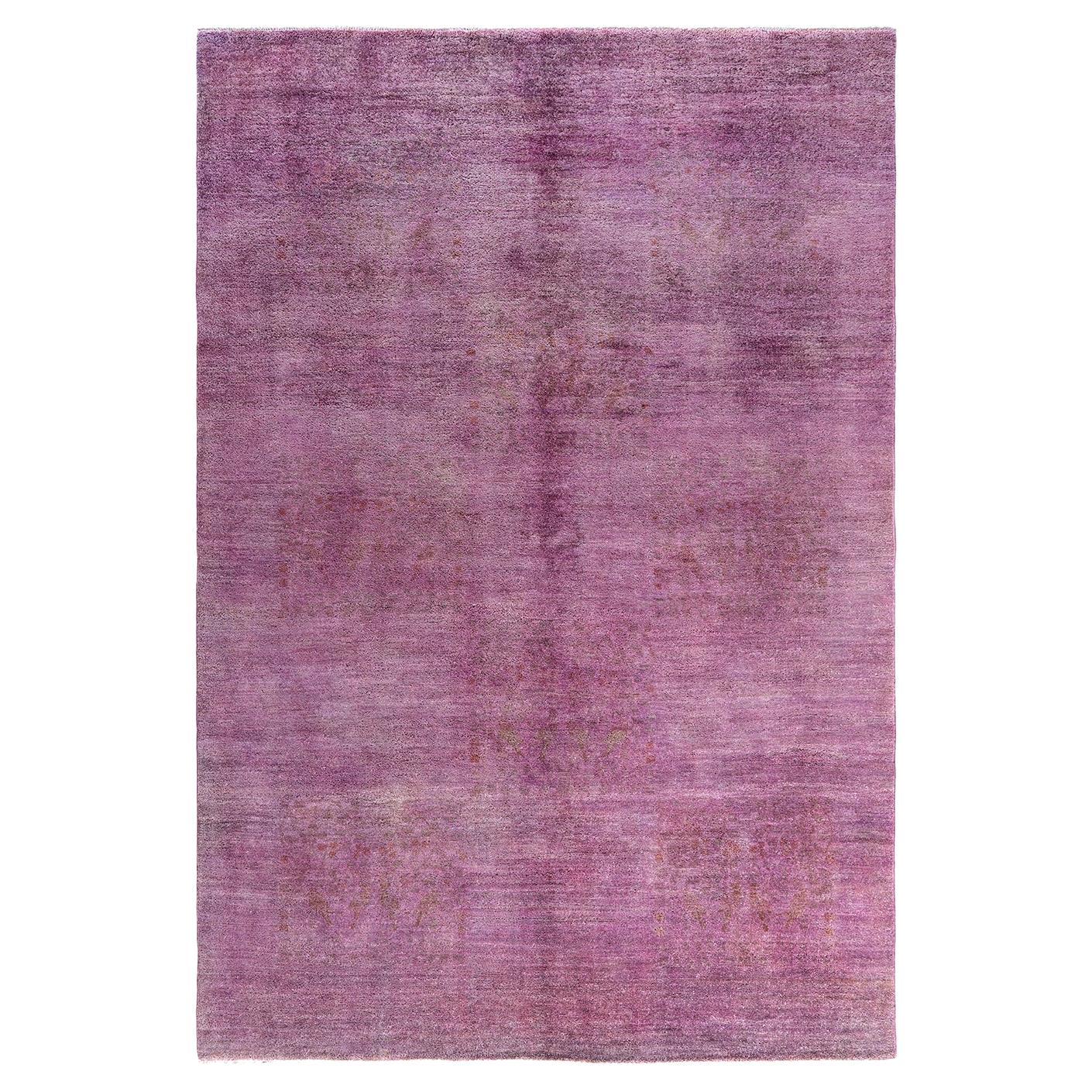 Contemporary Overdyed Hand Knotted Wool Pink Area Rugs (Tappeto rosa in lana)