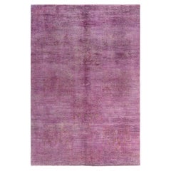 Alfombra de lana teñida a mano contemporánea rosa
