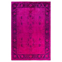 Tapis Contemporary en laine surteinte nouée à la main rose