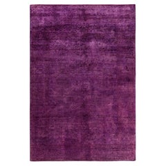 Contemporary Overdyed Hand Knotted Wool Pink Area Rug