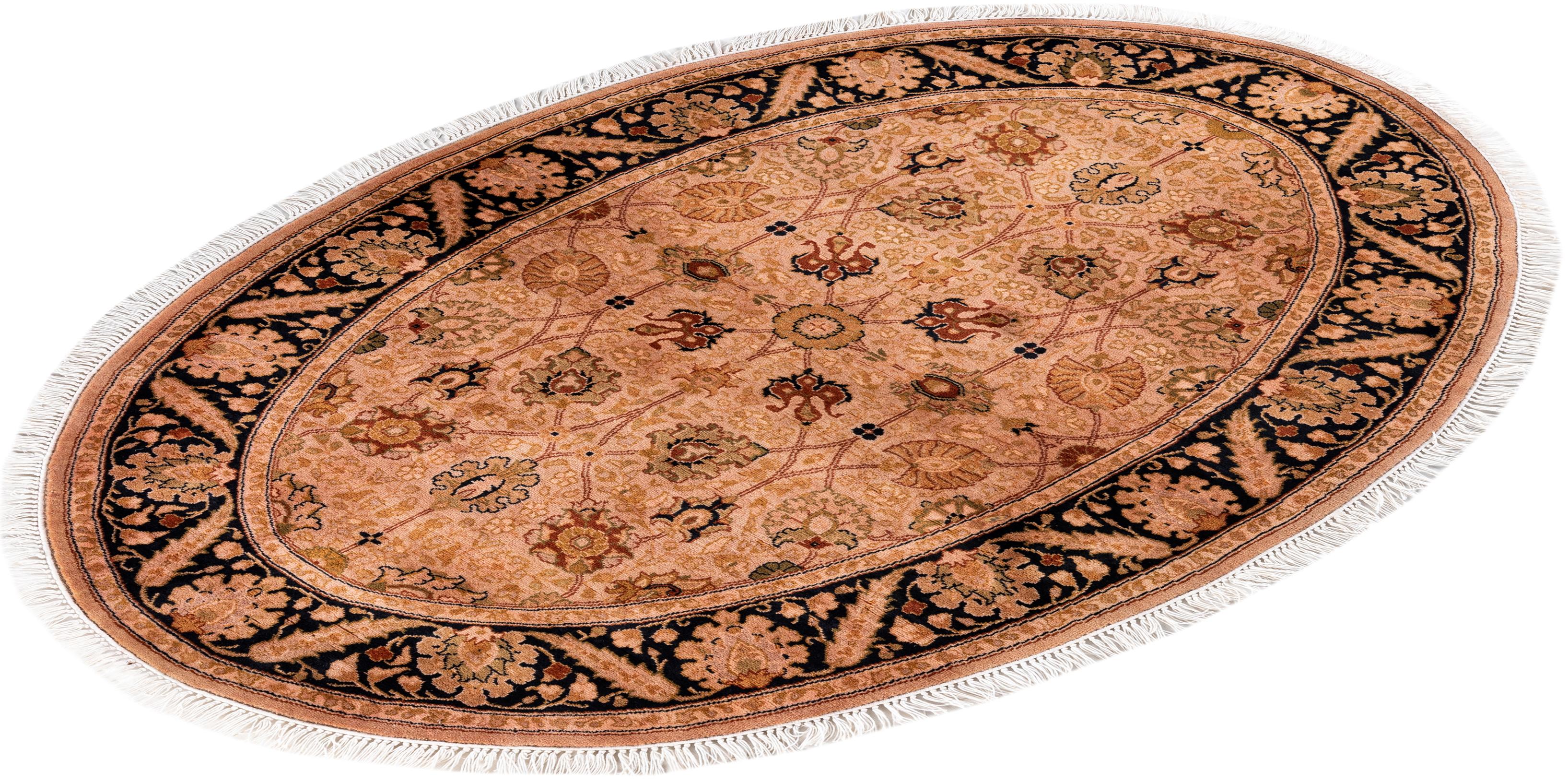 Contemporary Overdyed Hand Knotted Wool Pink Oval Area Rug For Sale 4