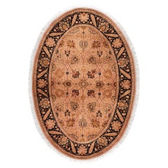 Contemporary Overdyed Hand Knotted Wool Pink Oval Area Rug