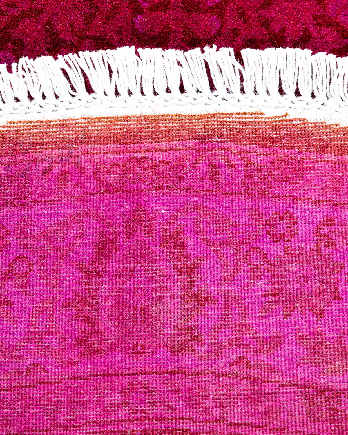 Alfombra redonda contemporánea de lana teñida y anudada a mano, rosa 1' x 1' cm Siglo XXI y contemporáneo en venta