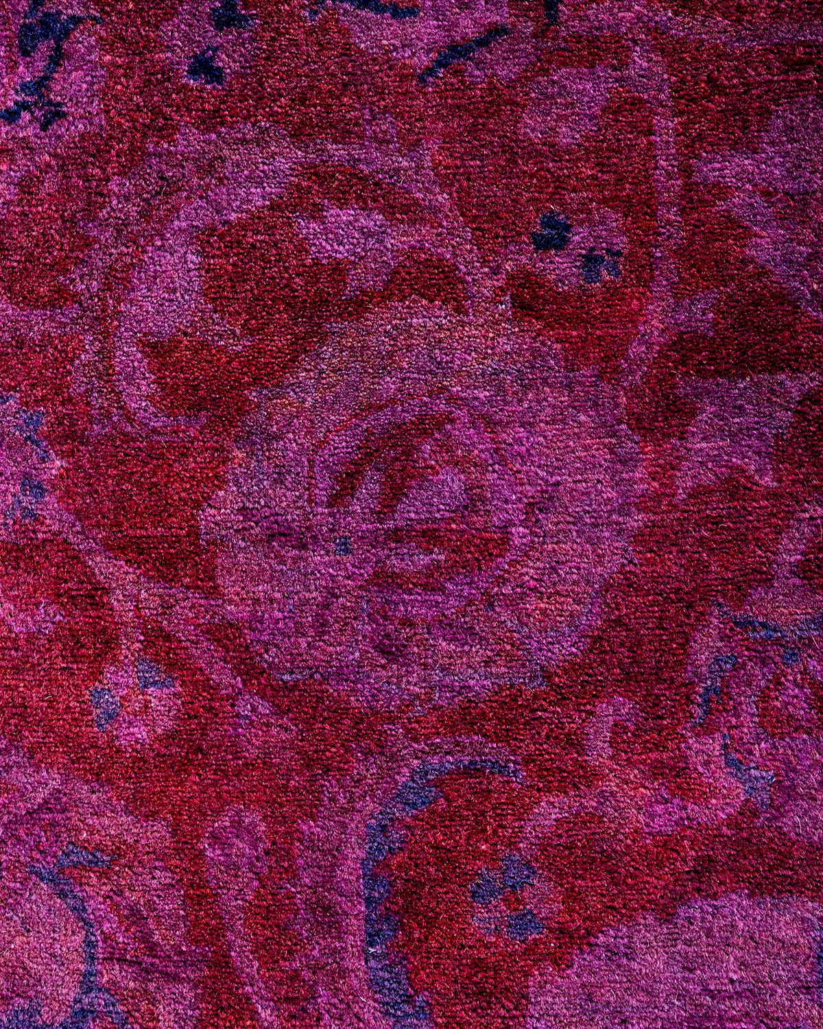 Zeitgenössische Overdyed handgeknüpfte Wolle rosa runden Bereich Teppich 5' 1