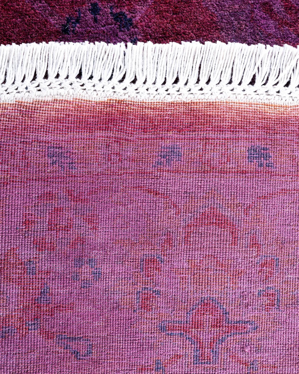 Zeitgenössische Overdyed handgeknüpfte Wolle rosa runden Bereich Teppich 5' 1