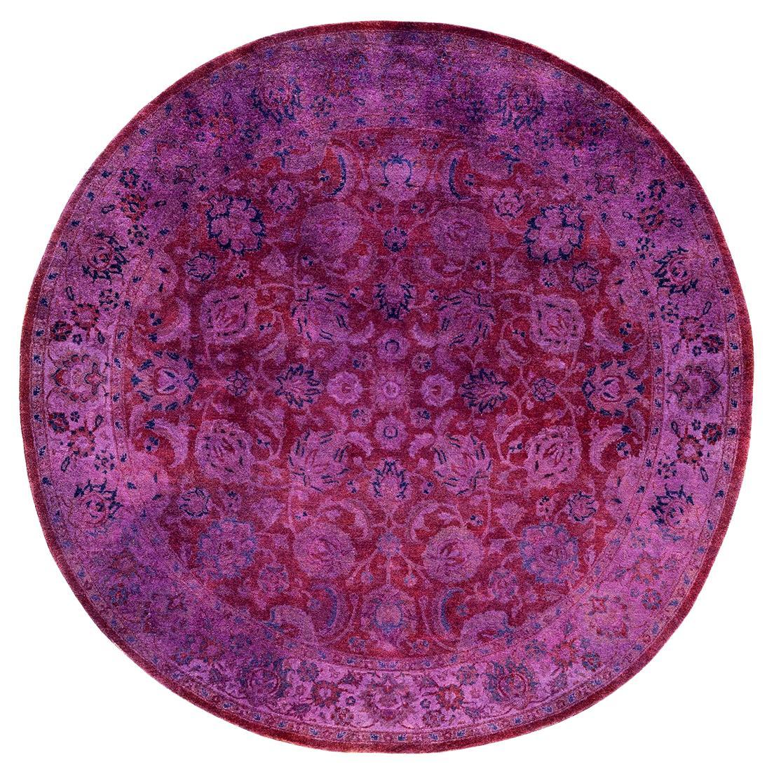 Contemporary Overdyed Hand Knotted Wool Round Round Area Rug 5' 1" x 5' 1"