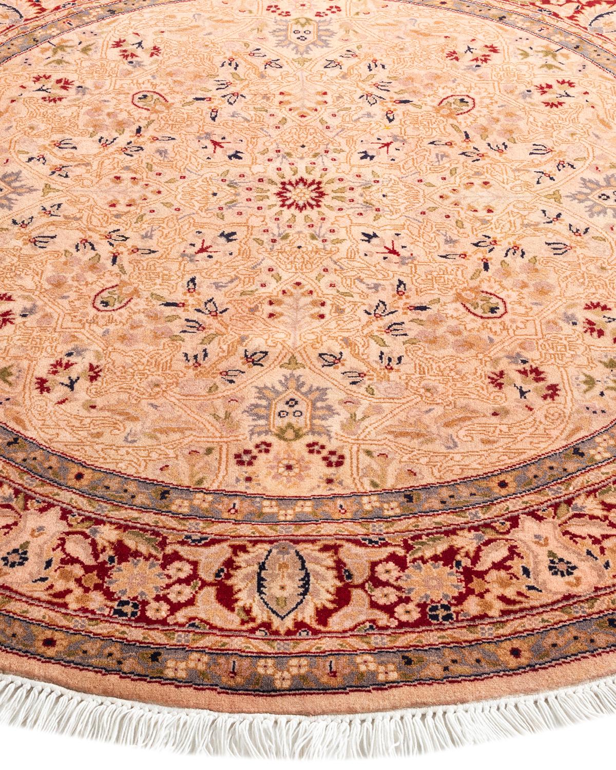 Contemporary Overdyed Hand Knotted Wool Pink Round Area Rug im Zustand „Neu“ im Angebot in Norwalk, CT