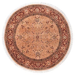 Contemporary Overdyed Hand Knotted Wool Pink Round Area Rug