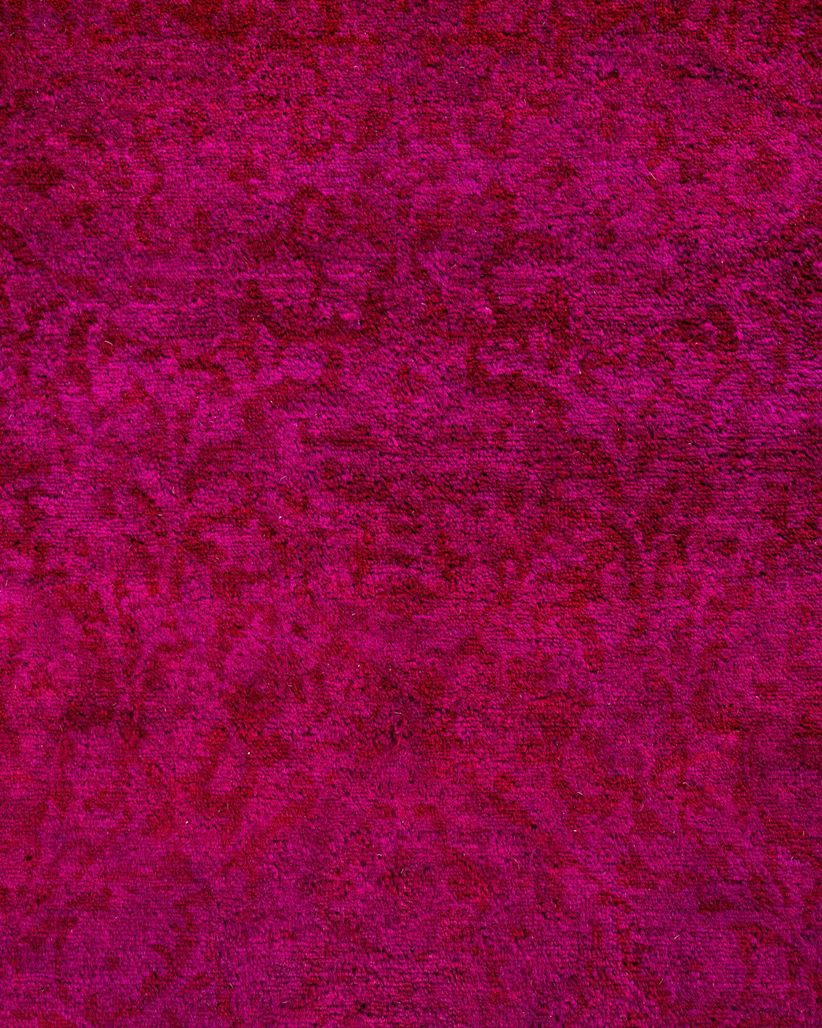 Pakistani Contemporary Overdyed Hand Knotted Wool Pink Runner 2' 6