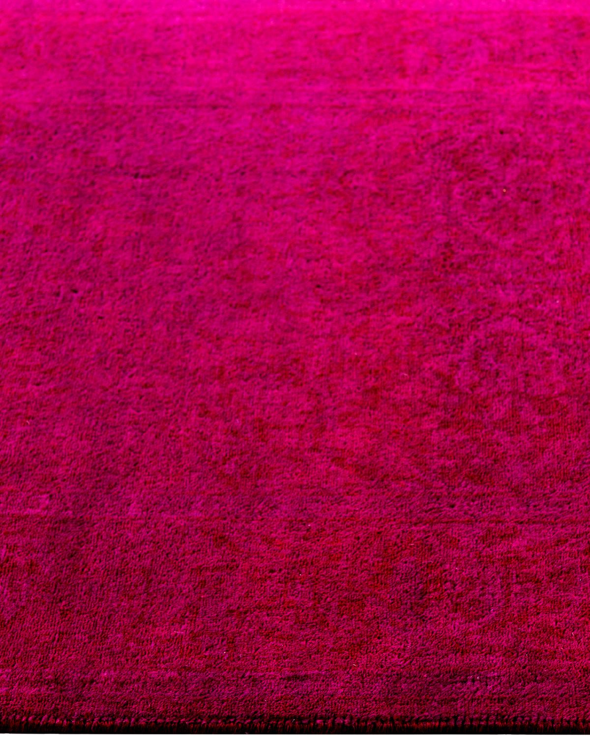 Contemporary Overdyed Hand Knotted Wool Pink Runner 2' 6