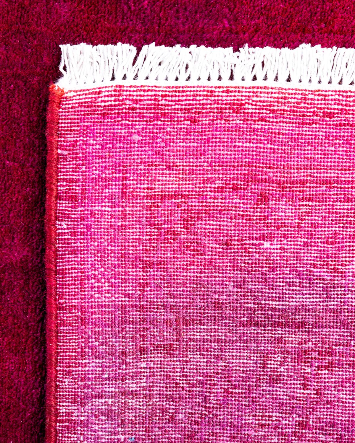 Contemporary Overdyed Hand Knotted Wool Pink Runner 2' 6