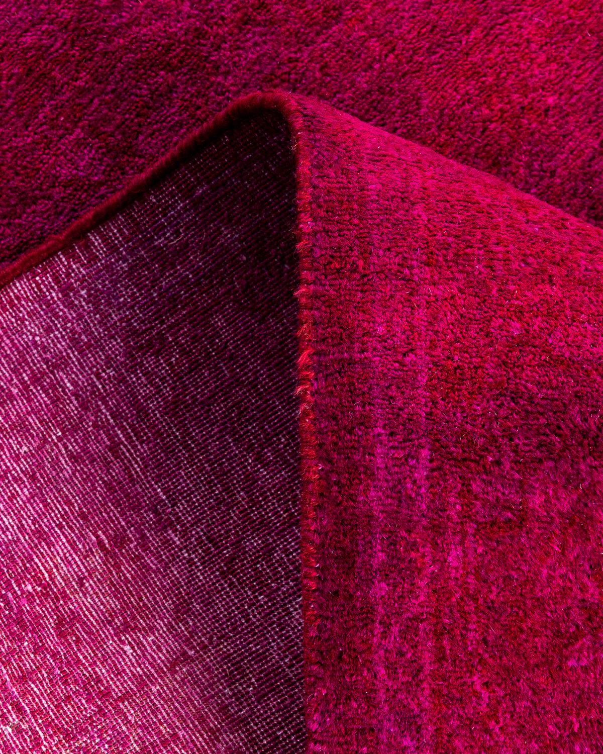 Contemporary Overdyed Hand Knotted Wool Pink Runner 2' 6