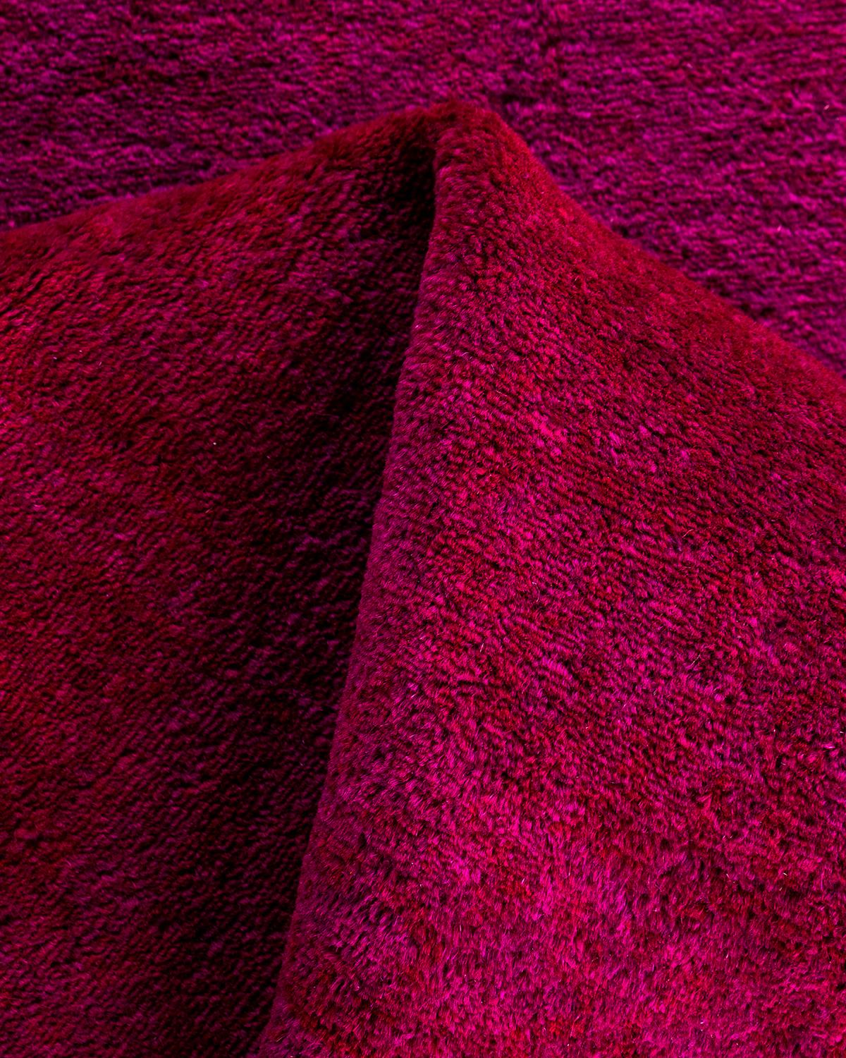 Contemporary Overdyed Hand Knotted Wool Pink Runner 2' 6