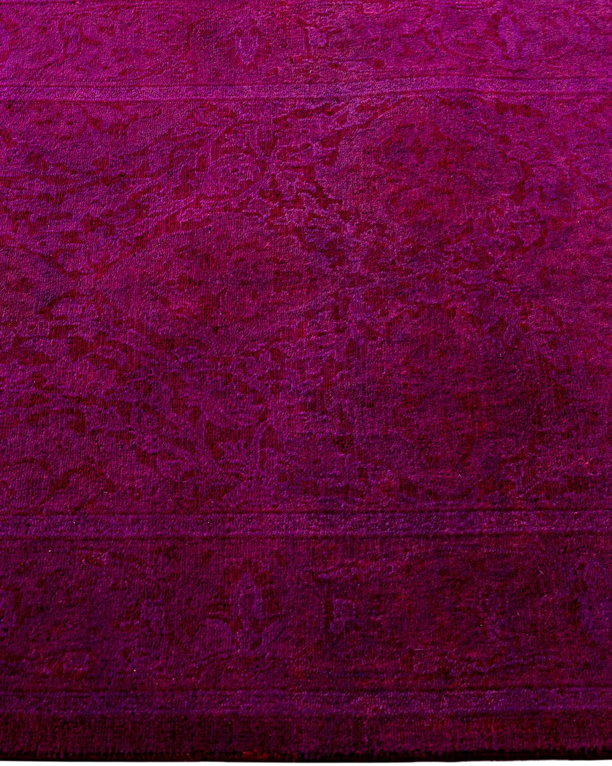 Contemporary Overdyed Hand Knotted Wool Pink Runner 2' 7