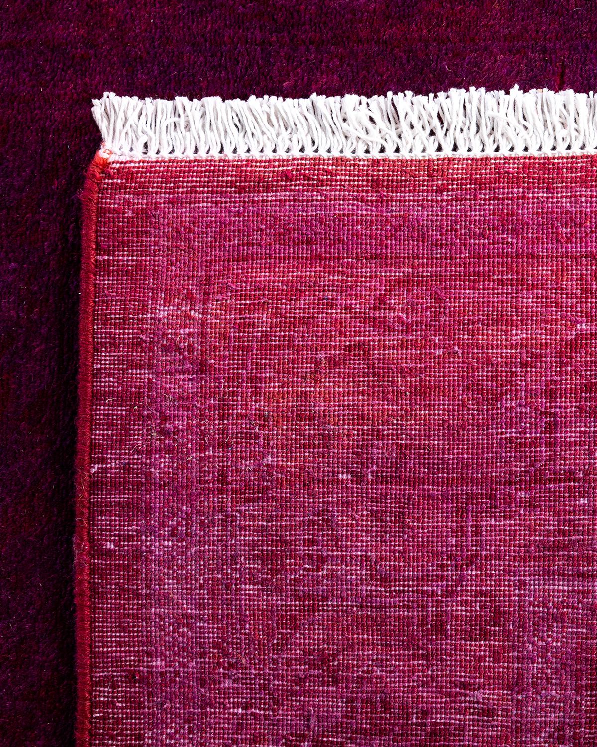 Contemporary Overdyed Hand Knotted Wool Pink Runner 2' 7