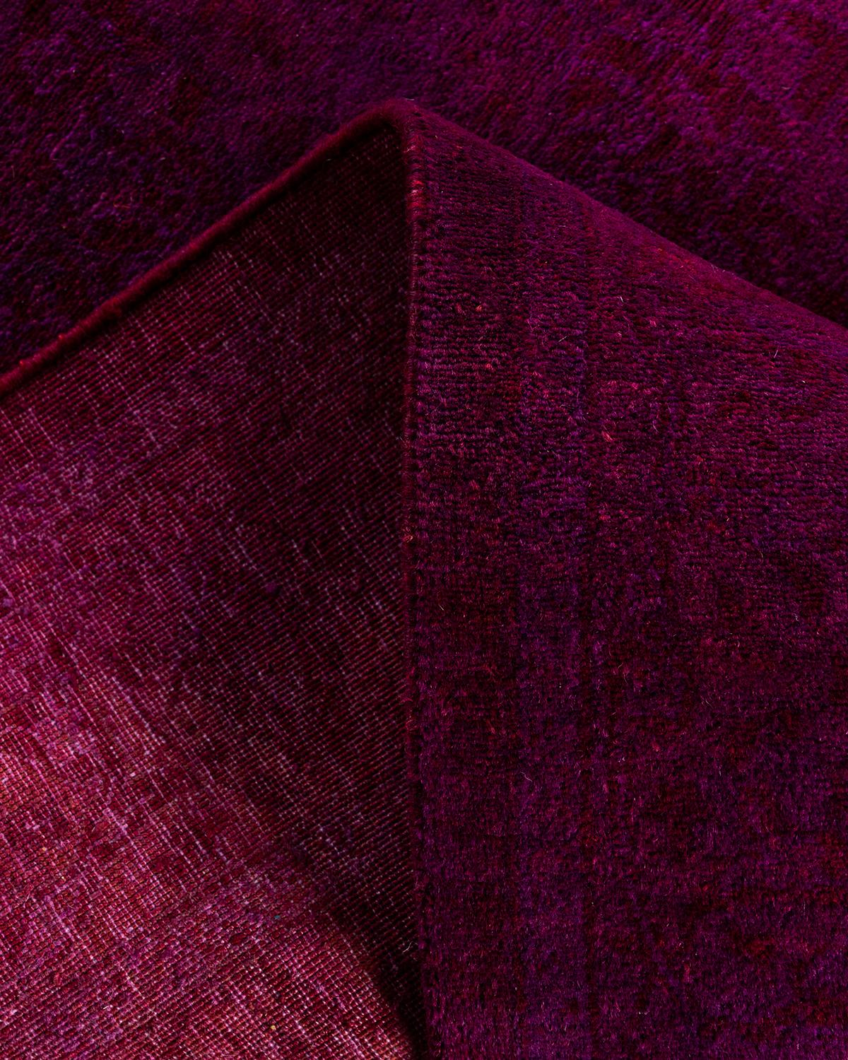Contemporary Overdyed Hand Knotted Wool Pink Runner 2' 7