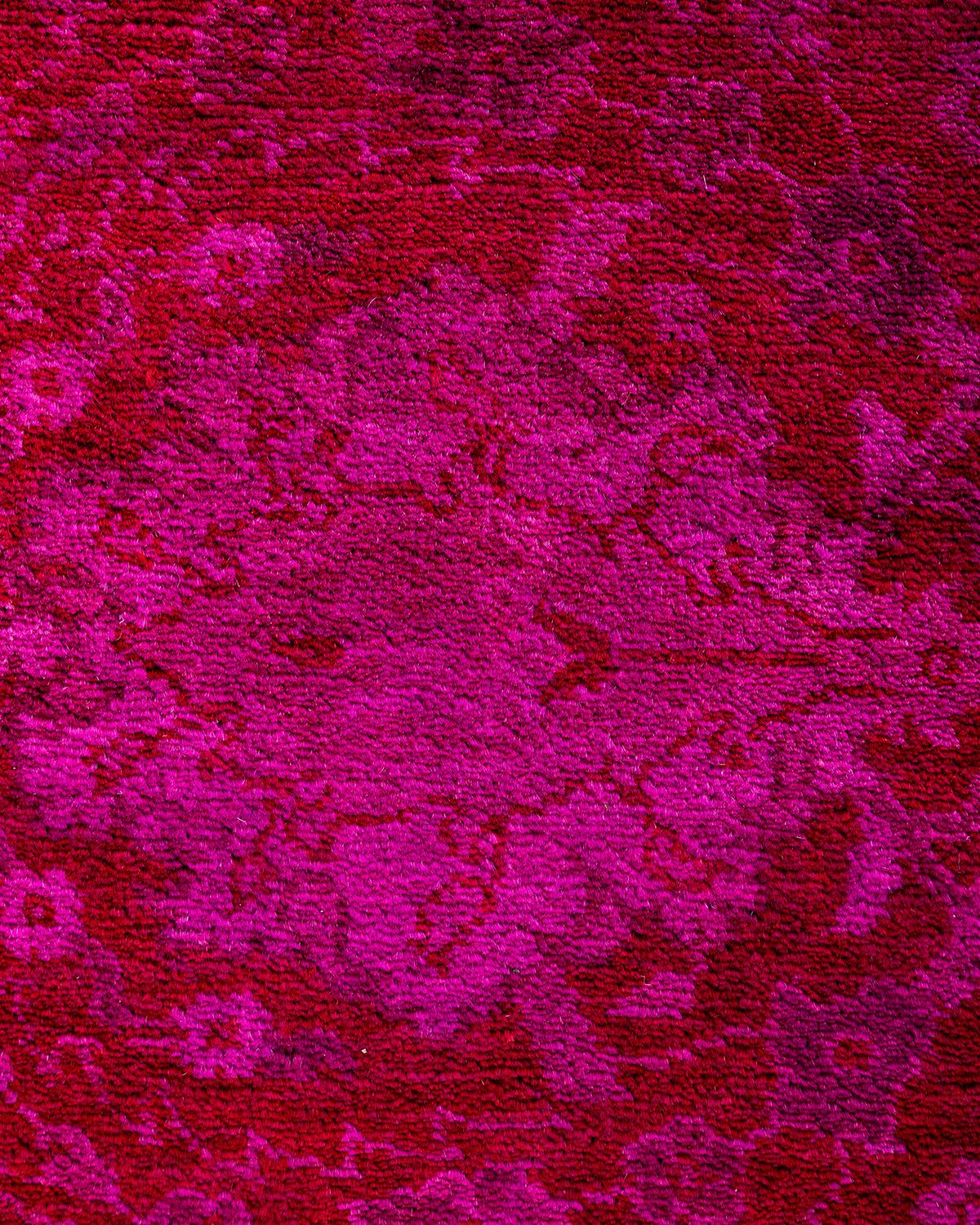 Contemporary Overdyed Hand Knotted Wool Pink Runner 2' 7