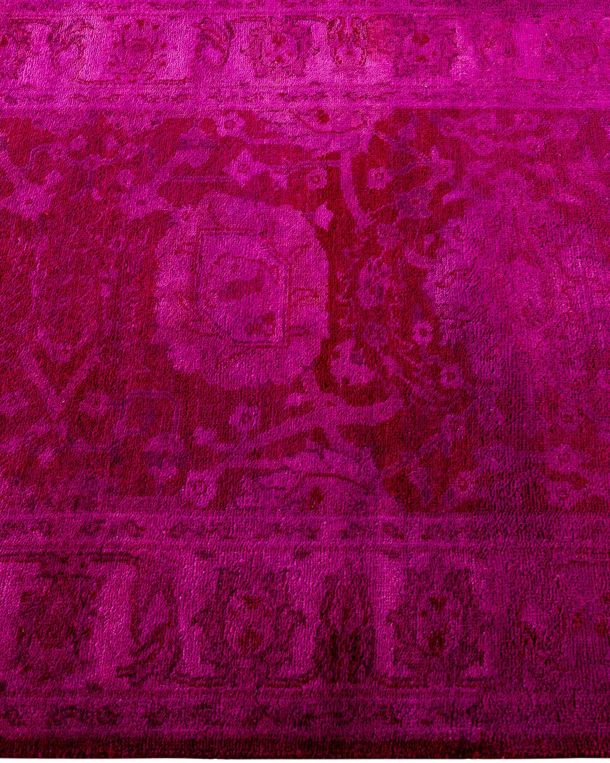 Contemporary Overdyed Hand Knotted Wool Pink Runner 2' 7