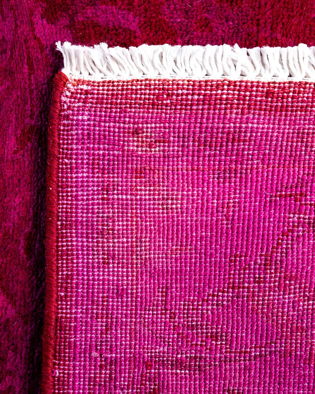 Contemporary Overdyed Hand Knotted Wool Pink Runner 2' 7