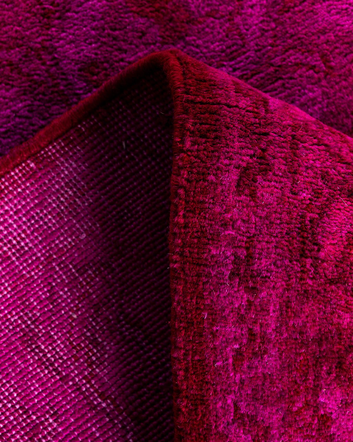 Contemporary Overdyed Hand Knotted Wool Pink Runner 2' 7