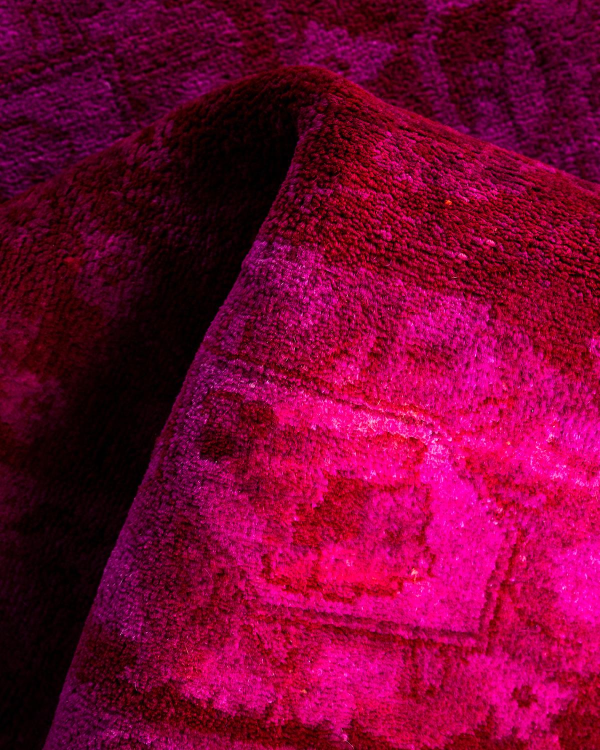 Contemporary Overdyed Hand Knotted Wool Pink Runner 2' 7