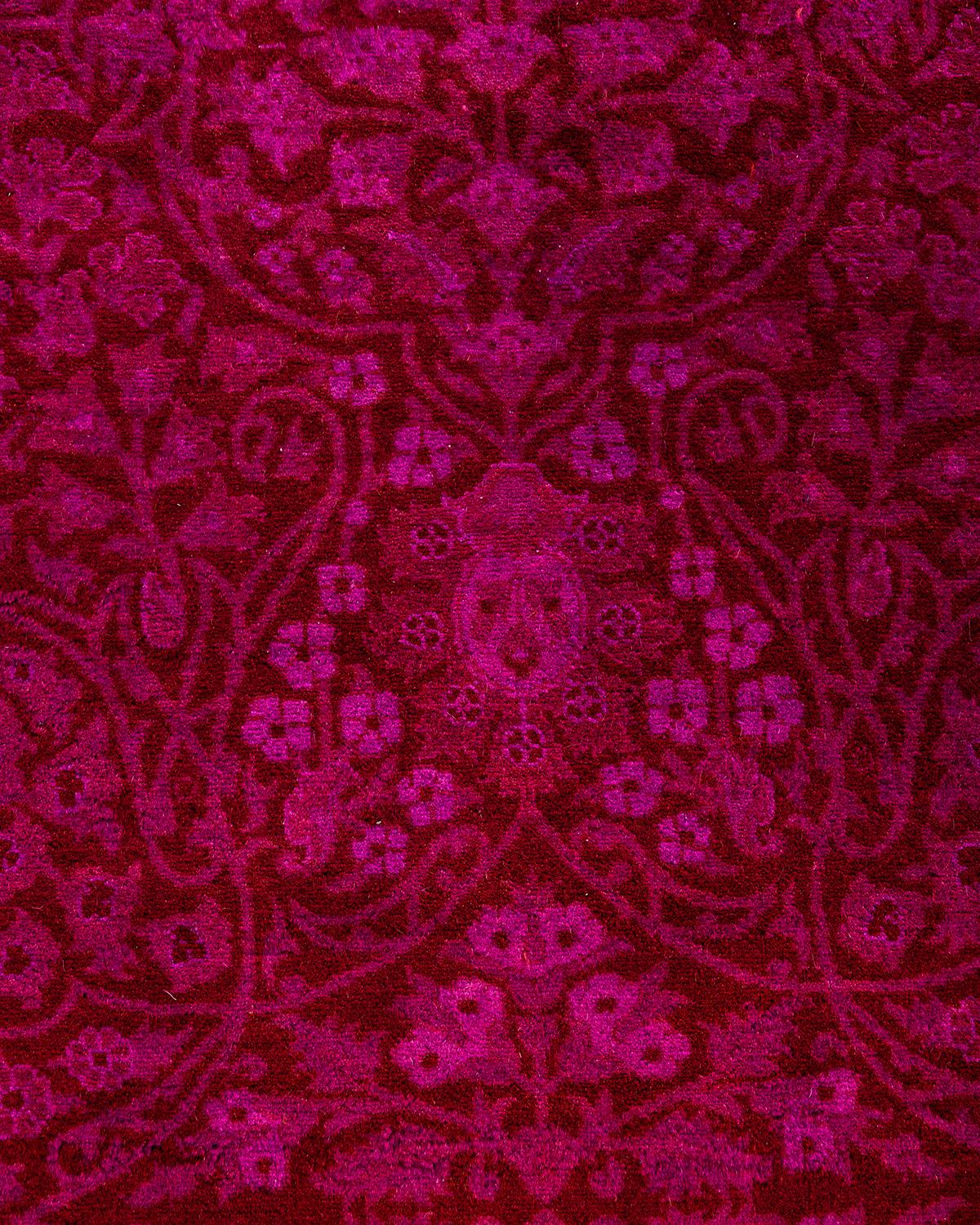 Contemporary Overdyed Hand Knotted Wool Pink Runner 2' 7