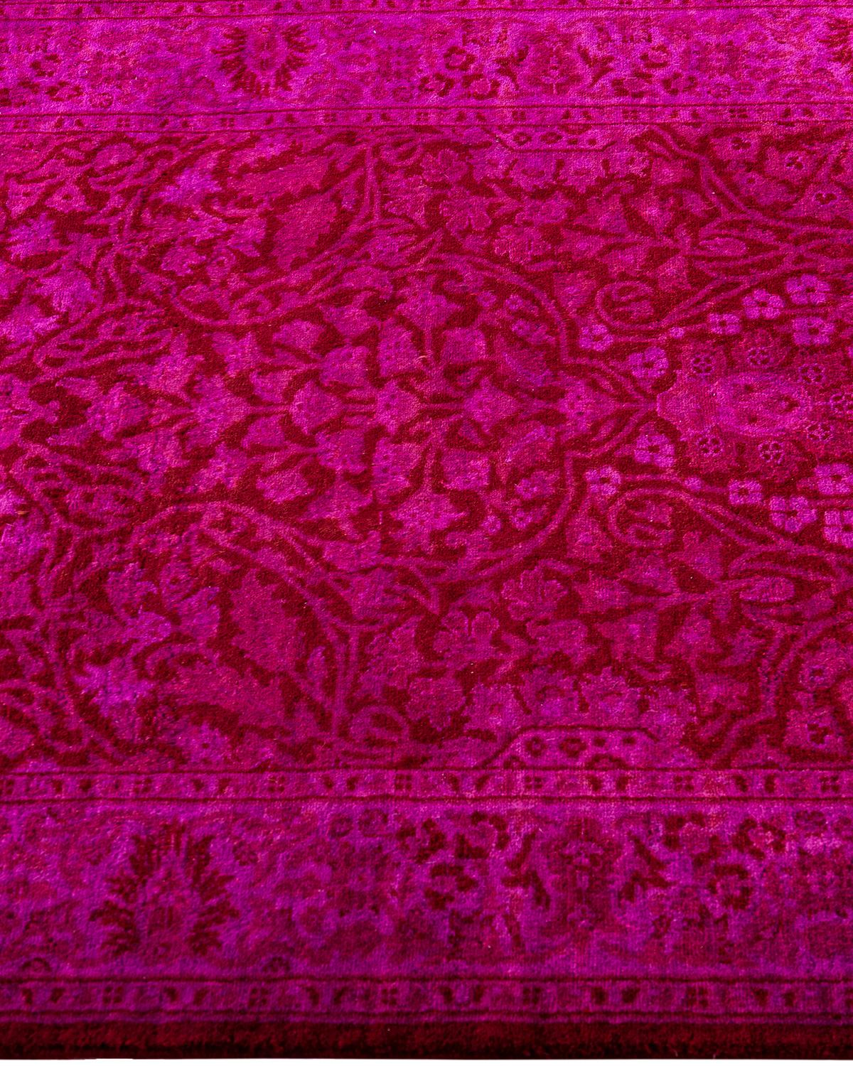 Contemporary Overdyed Hand Knotted Wool Pink Runner 2' 7