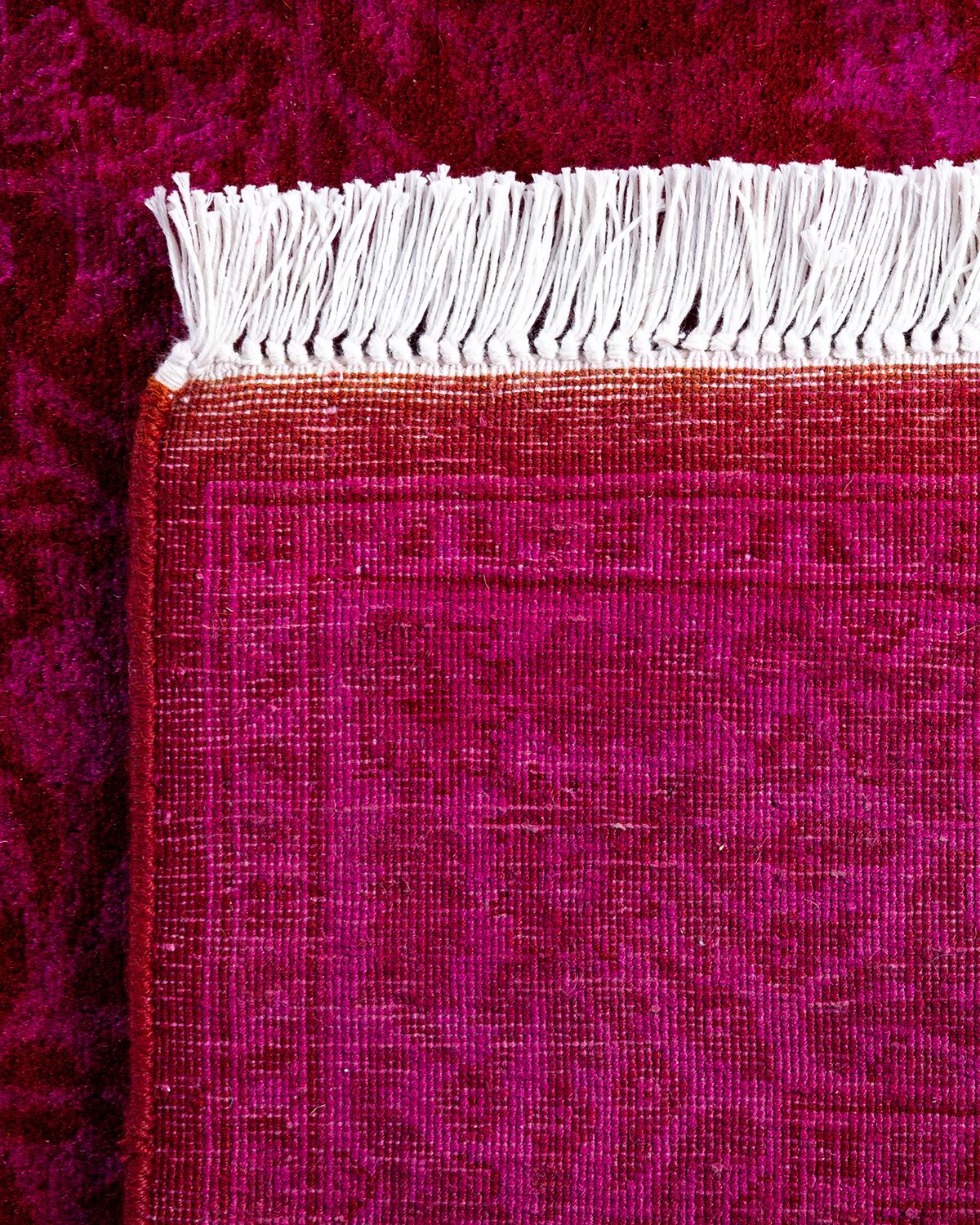 Contemporary Overdyed Hand Knotted Wool Pink Runner 2' 7