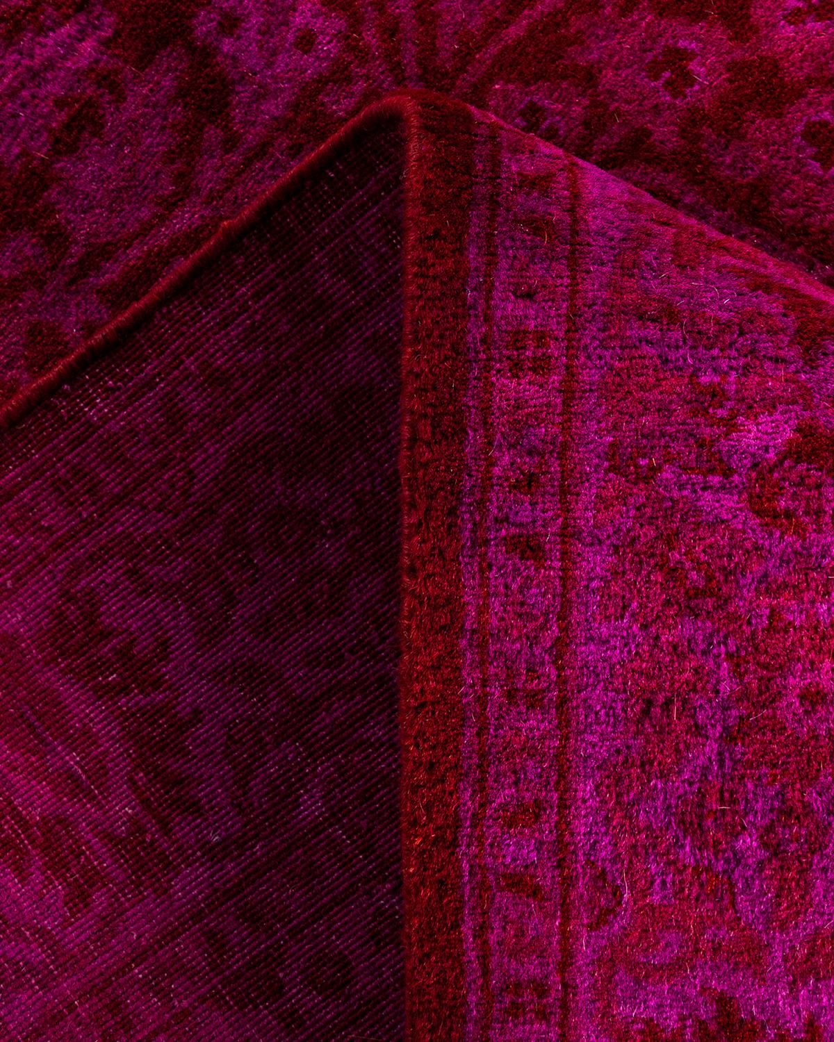 Contemporary Overdyed Hand Knotted Wool Pink Runner 2' 7