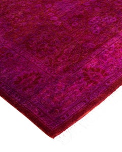 Contemporary Overdyed Hand Knotted Wool Pink Runner 2' 9" x 4' 3"