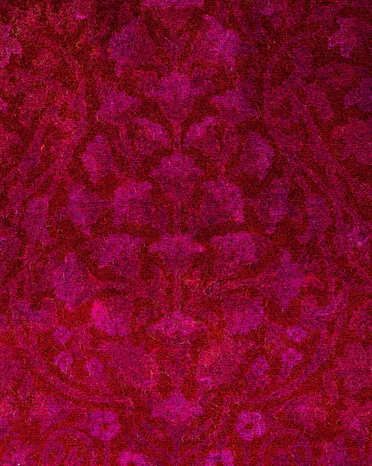 Traves de Mesa Contemporáneo de Lana Sobreteñida y Anudada a Mano Rosa 2' 9
