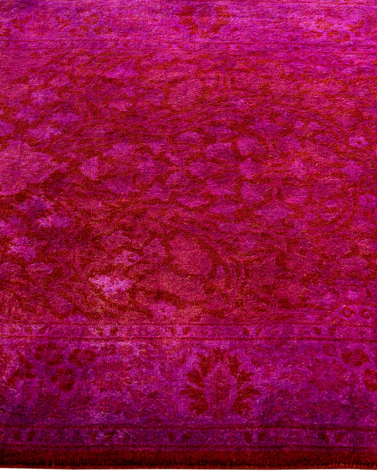 Traves de Mesa Contemporáneo de Lana Sobreteñida y Anudada a Mano Rosa 2' 9