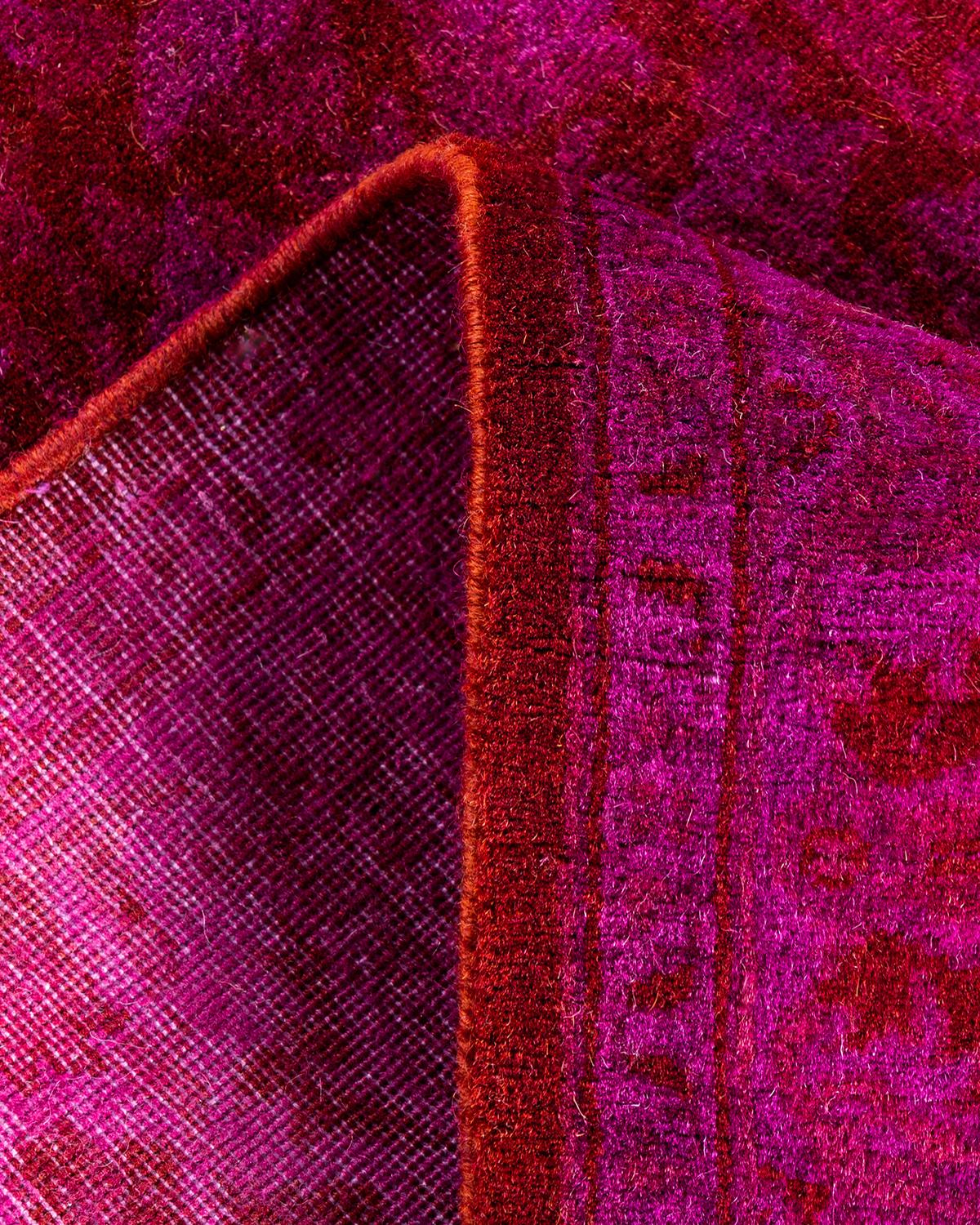Traves de Mesa Contemporáneo de Lana Sobreteñida y Anudada a Mano Rosa 2' 9