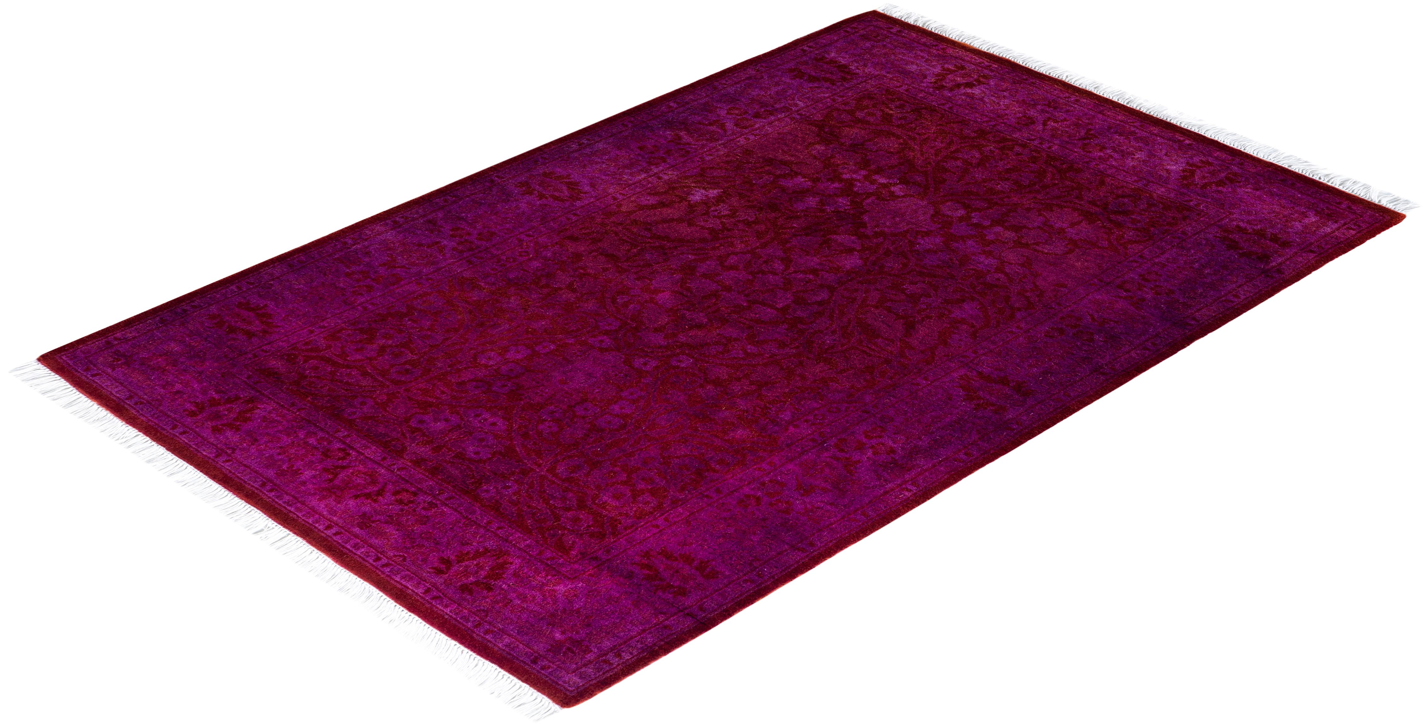 Traves de Mesa Contemporáneo de Lana Sobreteñida y Anudada a Mano Rosa 2' 9
