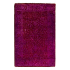 Contemporary Overdyed Hand Knotted Wool Pink Runner 2' 9" x 4' 3"