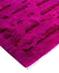 Contemporary Overdyed Hand Knotted Wool Pink Runner 3' 0" x 10' 0"