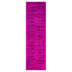 Contemporary Overdyed Hand Knotted Wool Pink Runner 3' 0" x 10' 0"