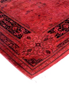 Contemporary Overdyed Hand Knotted Wool Pink Runner 3' 1" x 11' 7"