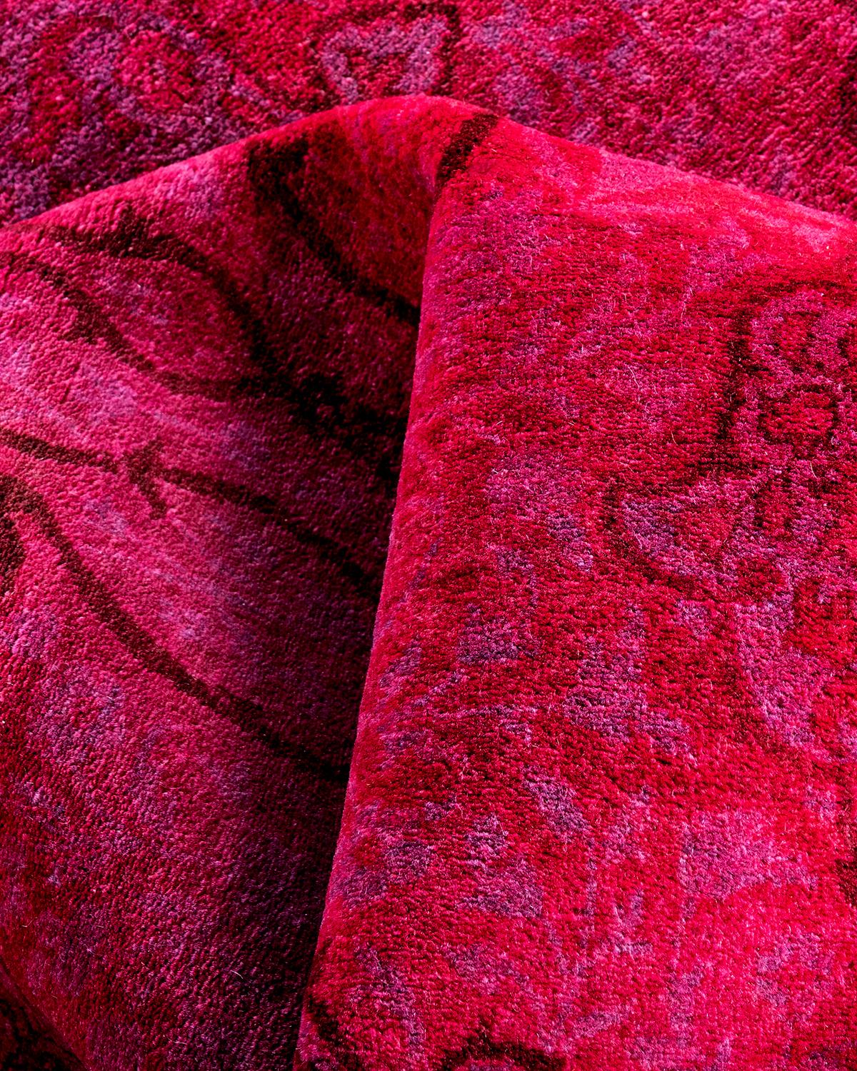 Contemporary Overdyed Alfombra de lana anudada a mano rosa 5' 2