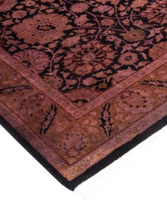Contemporary Overdyed Hand Knotted Wool Pink Runner