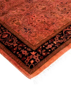 Contemporary Overdyed Hand Knotted Wool Pink Runner