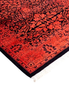 Contemporary Overdyed Hand Knotted Wool Pink Runner