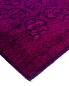 Contemporary Overdyed Hand Knotted Wool Pink Runner