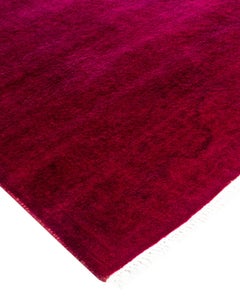 Contemporary Overdyed Hand Knotted Wool Pink Runner