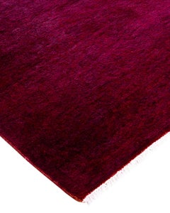 Contemporary Overdyed Hand Knotted Wool Pink Runner